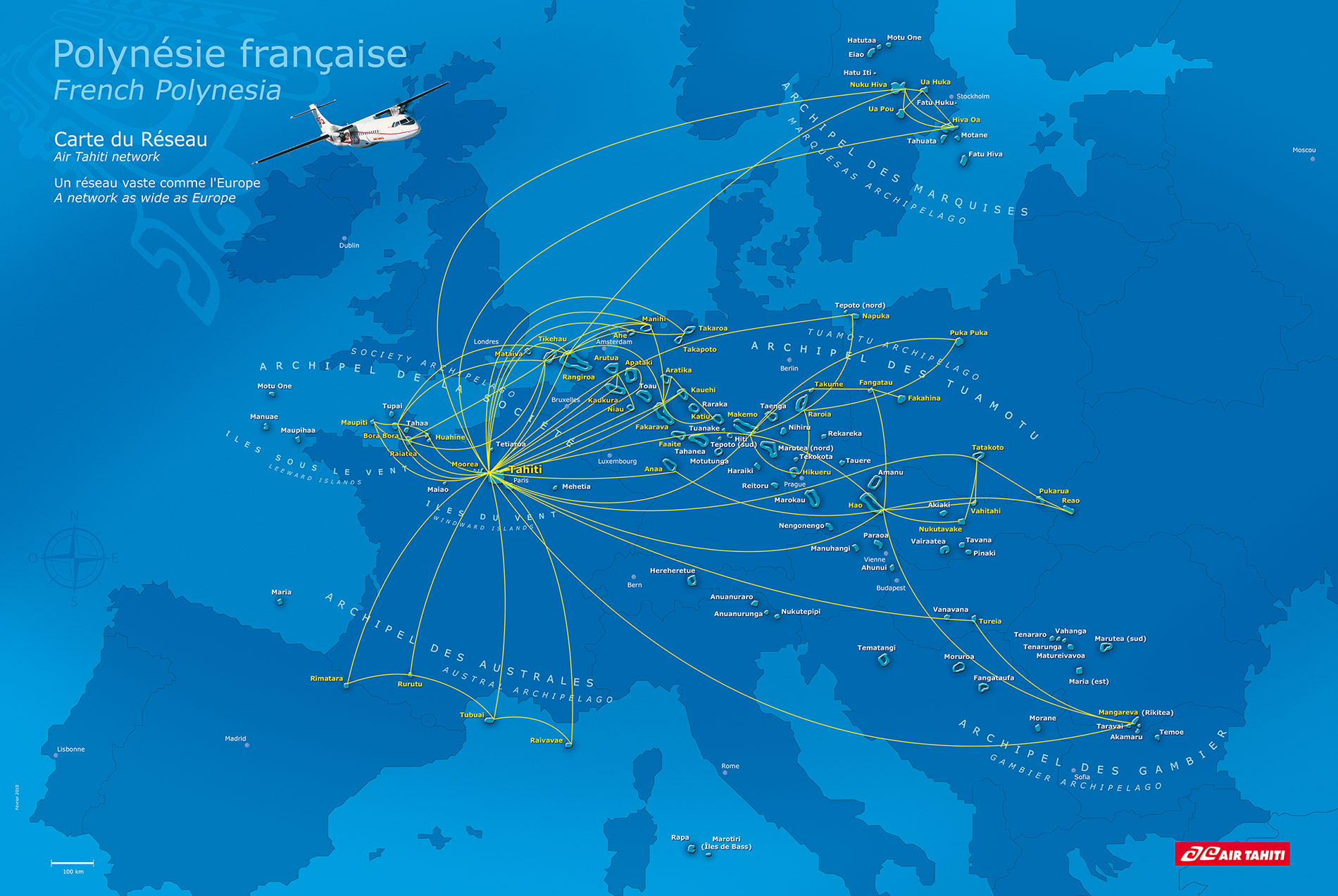 La polynésie Française par rapport à la taille de l'Europe